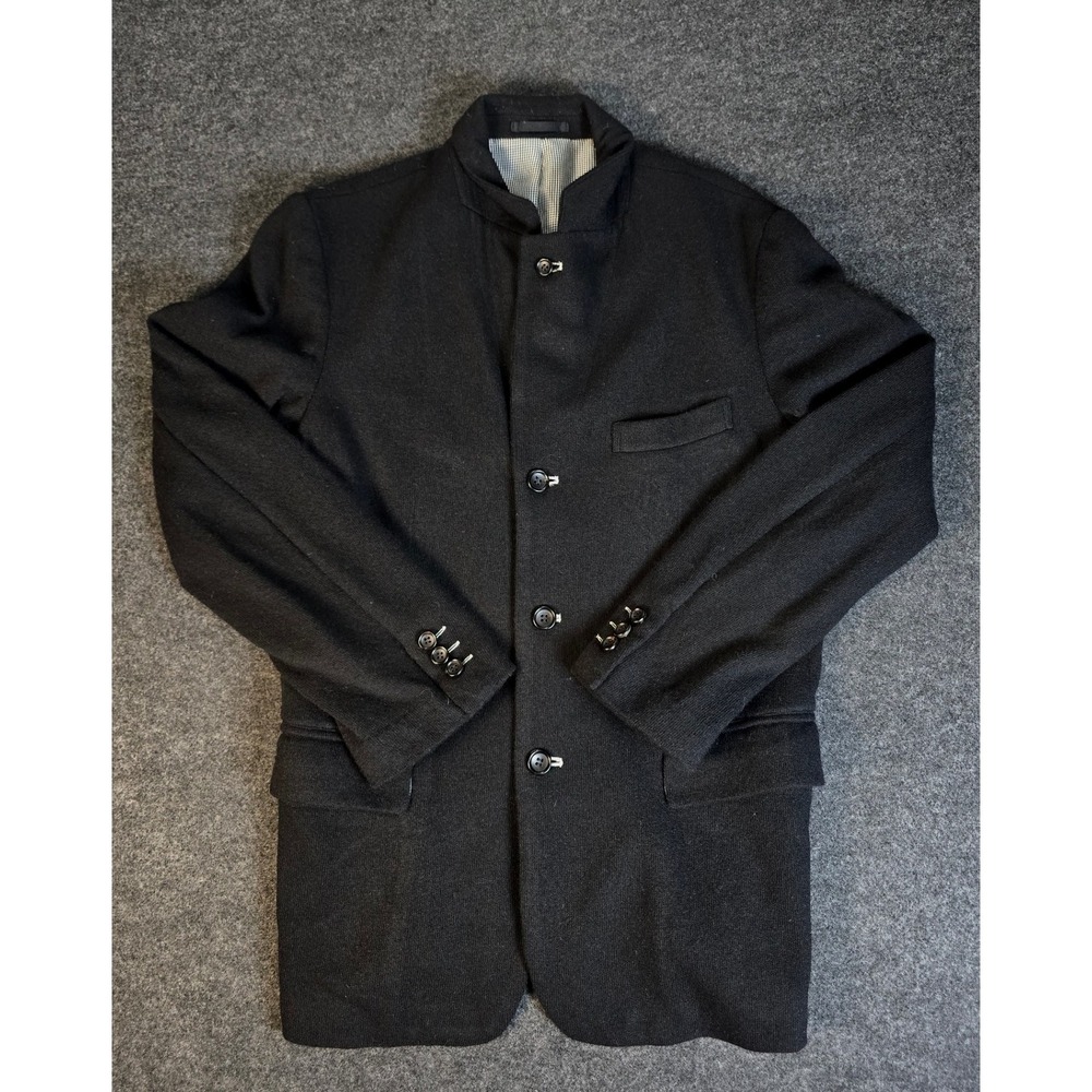2010 Comme Des Garcons Homme Black Wool Blazer Jacket Gingham Lined Size S